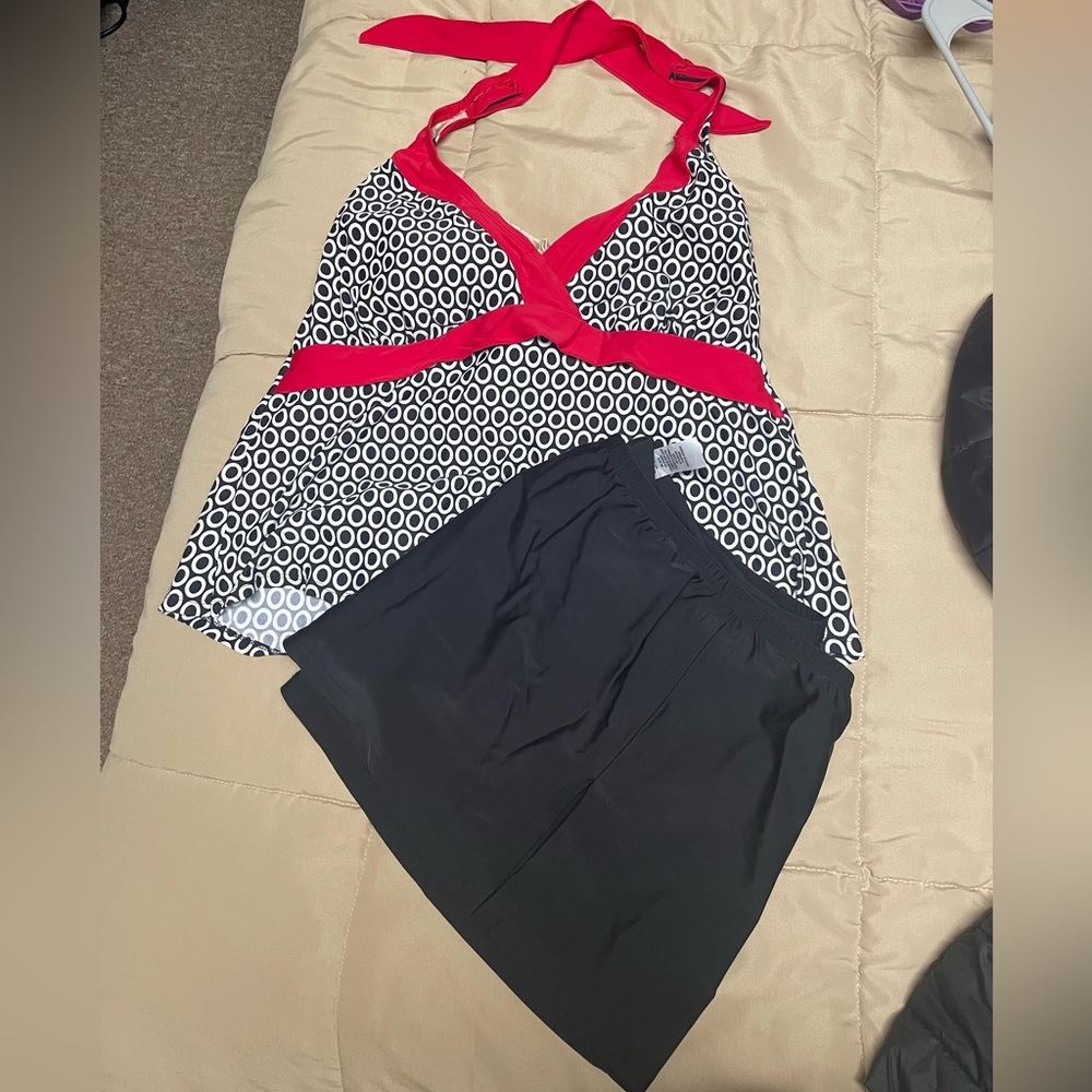 Merona halter tankini with swim skirt.